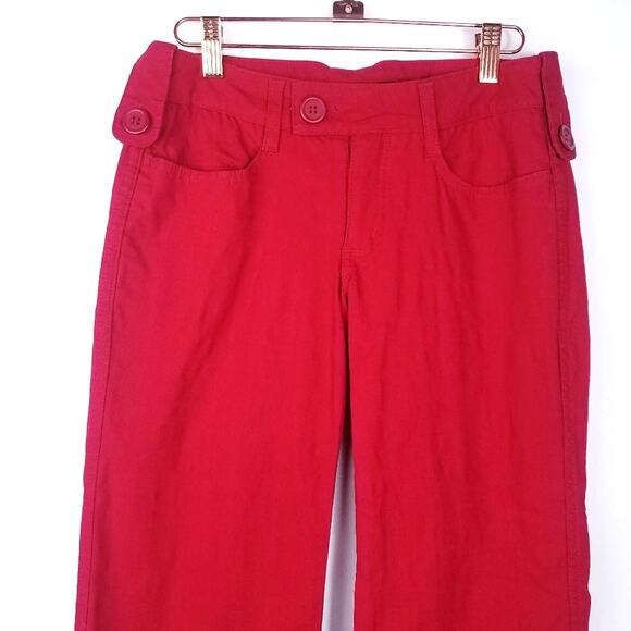 Lux | Red Wide Leg Mid Rise Pants 29 - Picture 3 of 9